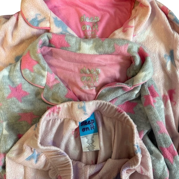 Sleep On It Girls Fleece Pajama Sets Unicorn Star Print Size Small 7/8 - Picture 2 of 7